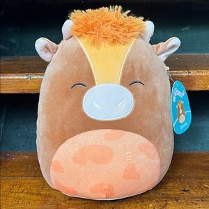 NWT Squishmallow Brown and Orange Stuffed Quinck the Cow